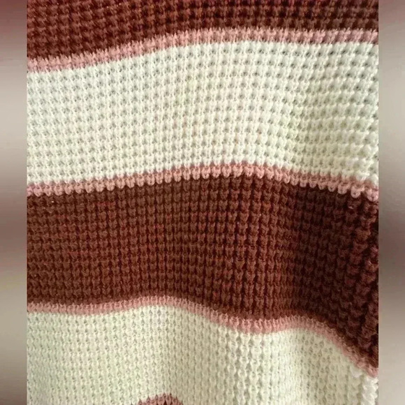 SO Women's Crew Neck Sweater - Maroon and Cream Stripes - Picture 5 of 5